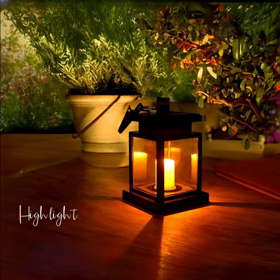 Solar lights, home outdoor garden lighting retro atmosphere LED candle hanging lamp