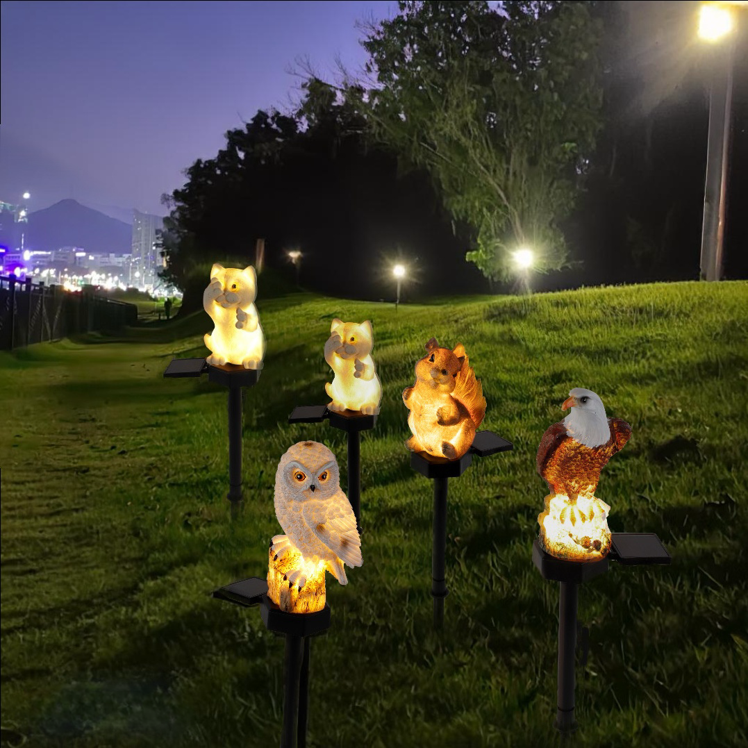 Solar resin owl lights inserted LED garden lawn garden waterproof animal landscape decorative lights