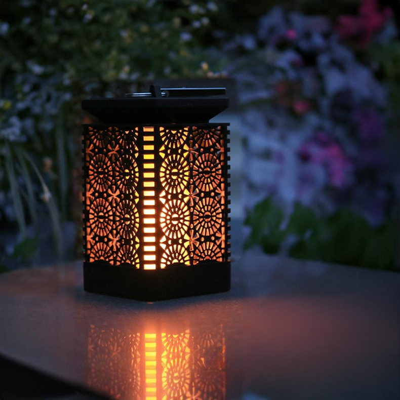 Solar powered simulated flame garden desktop ambiance lamp decorative lighting