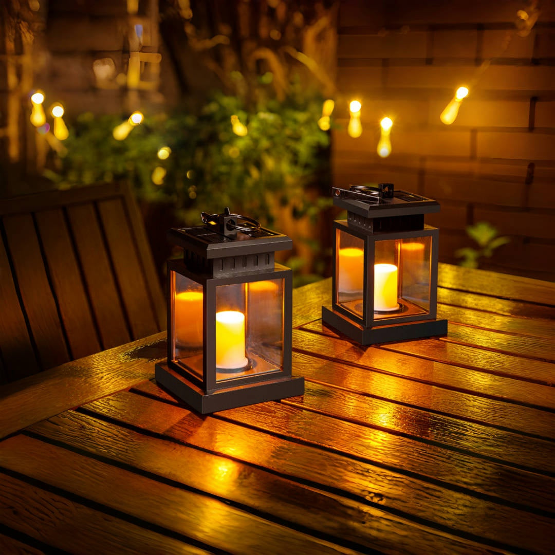 Solar lights, home outdoor garden lighting retro atmosphere LED candle hanging lamp