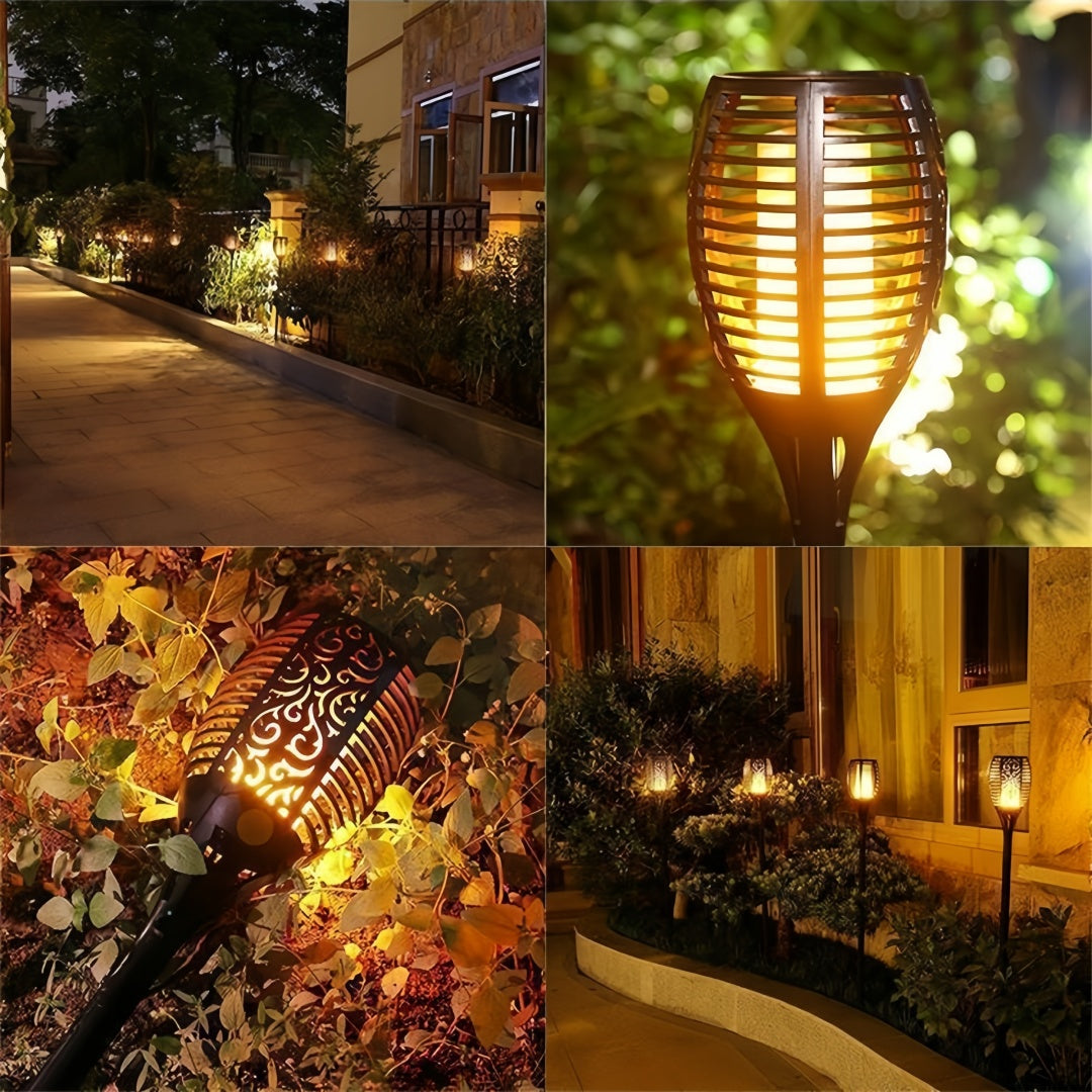 LED Solar Flame Lights for Home Lawn Decoration, Imitation Torch Lights for Garden Landscapes, Ground Stake Lights for Outdoor Use