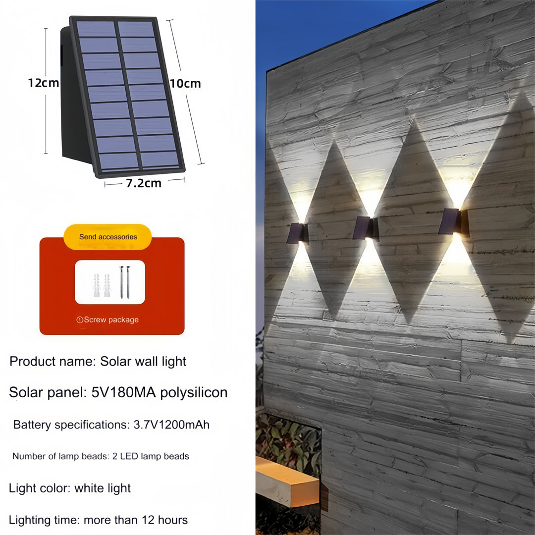 The new solar energy wall lamp LED outdoor garden villa courtyard wall decor up and down light-emitting lamp wall lamp