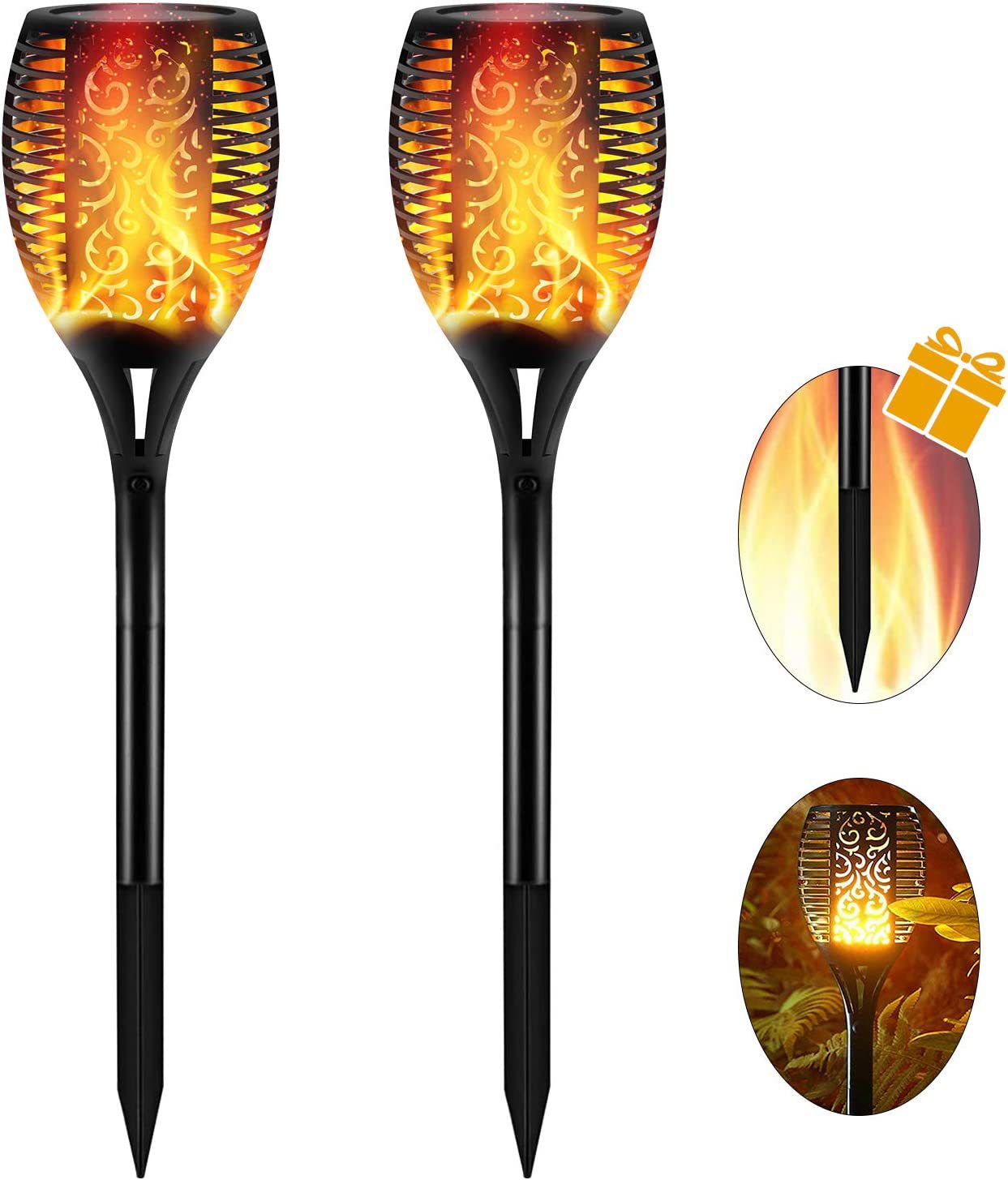 LED Solar Flame Lights for Home Lawn Decoration, Imitation Torch Lights for Garden Landscapes, Ground Stake Lights for Outdoor Use